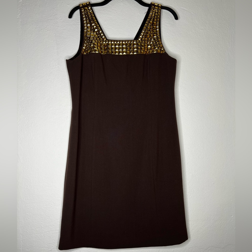 Michael Kors Gold Studded Brown Dress